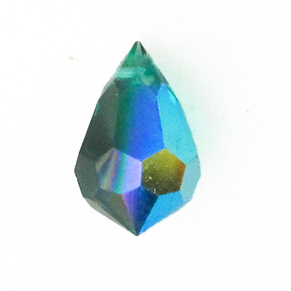 Cz 6x10mm faceted drop emerald AB 4p