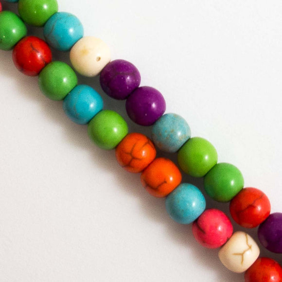 Semi prec 6mm rnd howlite RUNOUT 60+p.