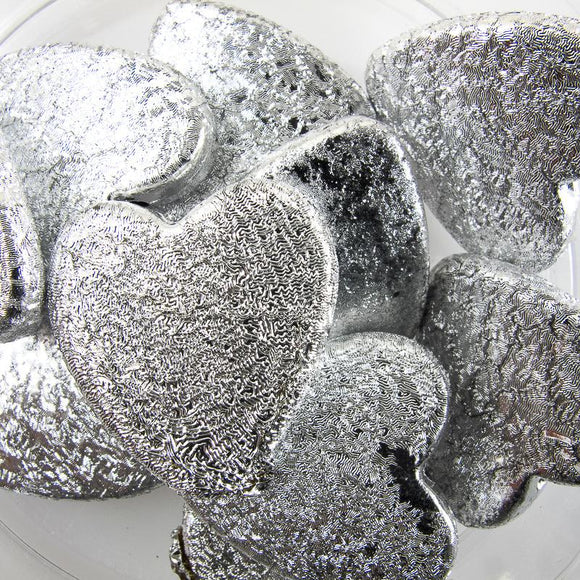 PLas 24mm heart textured silver 10pcs