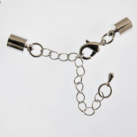 Metal 5mm cord end/chain/13m par sil 1p