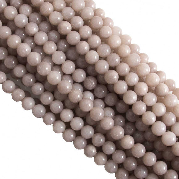 Semi prec 8mm rnd dyed jade ice grey 53p.