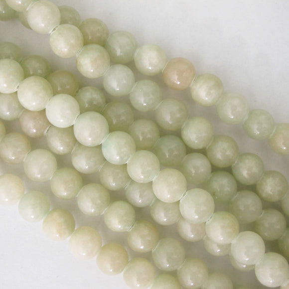 Semi prec 8mm rnd dyed jade ice mint 53p.