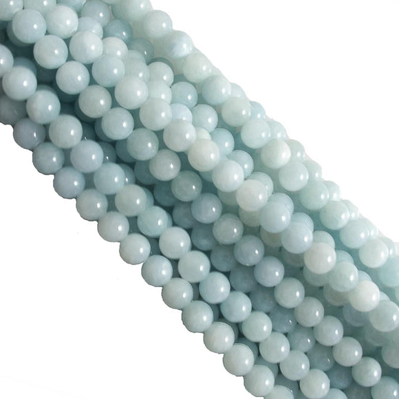 Semi prec 8mm rnd dyed jade ice aqua 53p.