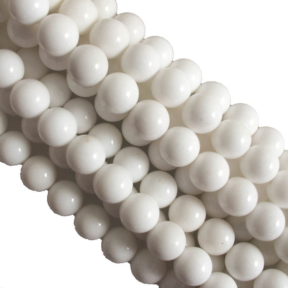 Semi prec 14mm rnd dyed op jade white 15.