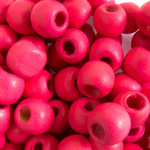 Wood 10mm rnd candy pink 30g/102pcs