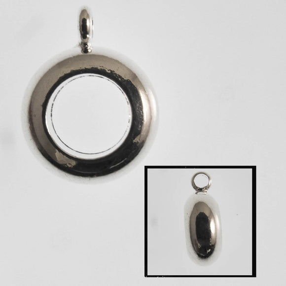 Metal 10mm rnd bail bead NF sil 50pcs