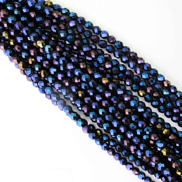 Cz 8mm rd facet metalic iris 60pcs