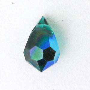 Cz 6x10mm faceted drop trns forest AB 4p