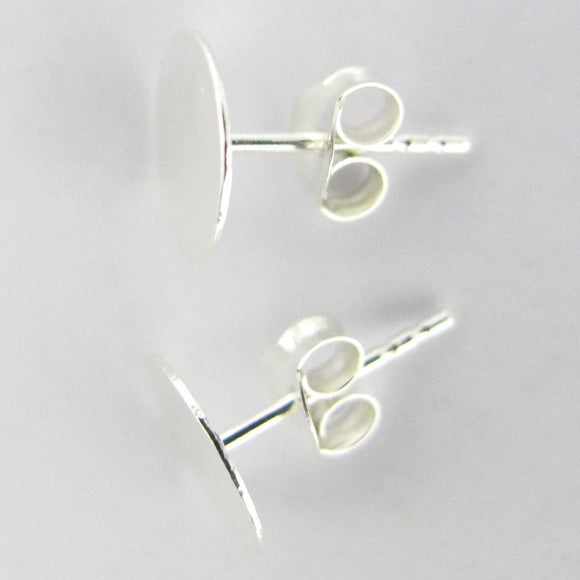 Sterling sil 8mm stud plate +b/fly 10pcs