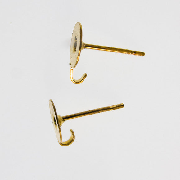 Metal 6mm stud back +loop gold 20pcs