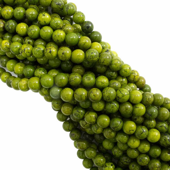 Semi prec 6mm rnd dyed how moss 63pcs.