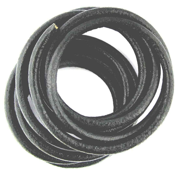 Leather 4mm indian round black 1.5mtrs