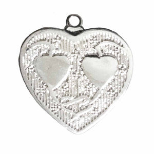 Metal 28mm heart 2/hearts silver 1pc