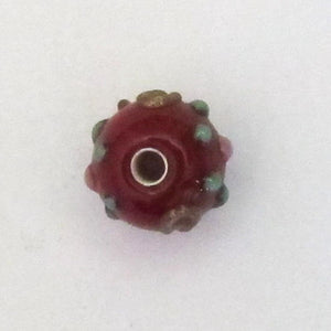 Cz 6mm h/made measle beads garnet 2pcs