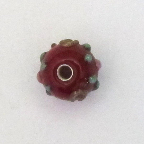 Cz 6mm h/made measle beads garnet 2pcs