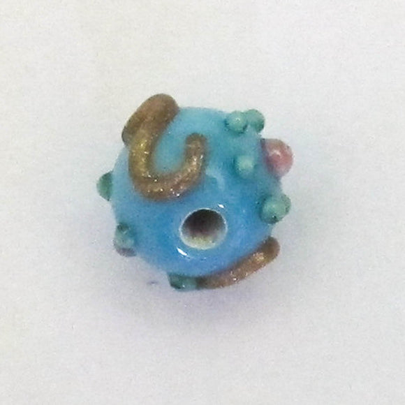 Cz 6mm h/made measle beads sky blue 2pcs