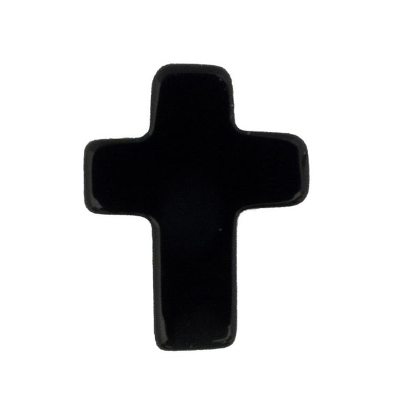 Semi prec 25x15mm cross agate BLACK 2pcs