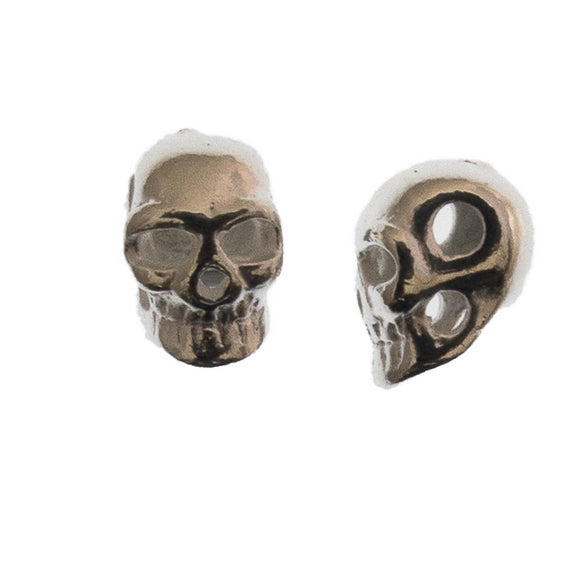 Metal 5x7mm skull 2 holes silver 10p