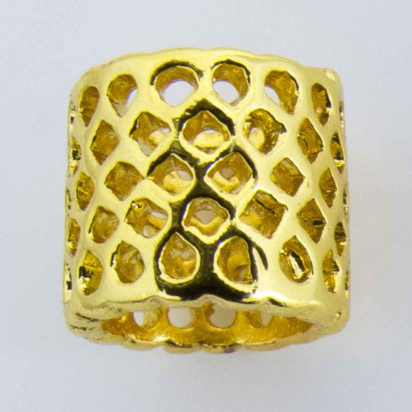 metal 9x9mm lge hole fil tube NF gld 10p