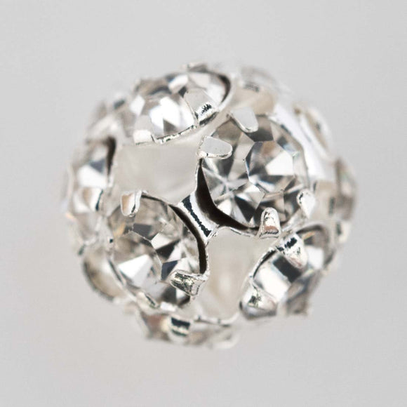 Metal 10mm rnd diamante clr/sil 2pcs