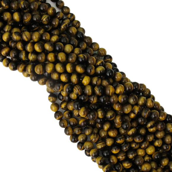 Semi prec 6mm rnd tiger eye nat 30pcs