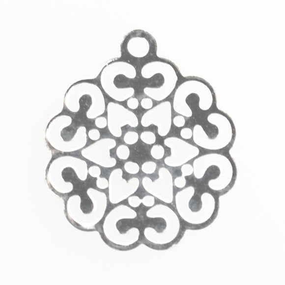 metal 14mm rnd filig charm sil 10pcs