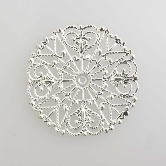 metal 30mm round filig sil 4pcs