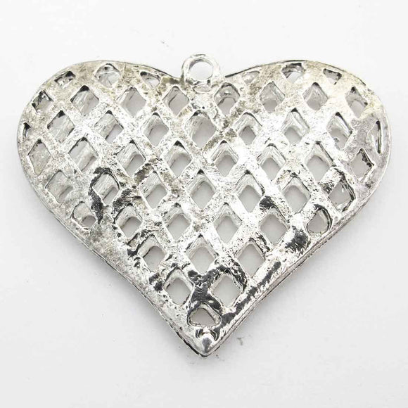 Metal 45mm heart chriss/cross Ant nkl 4p