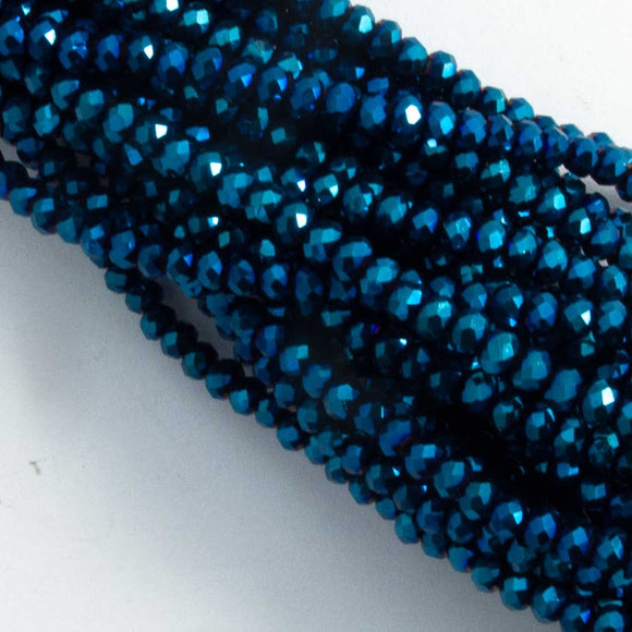 Cg 2mm faceted rond metalic dk teal 80p
