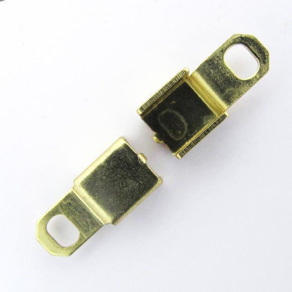 Metal 14x10mm leather SQUARE NF GLD 20p