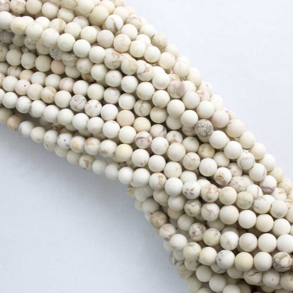 Semi prec 6mm rnd howlite matt nat 65p