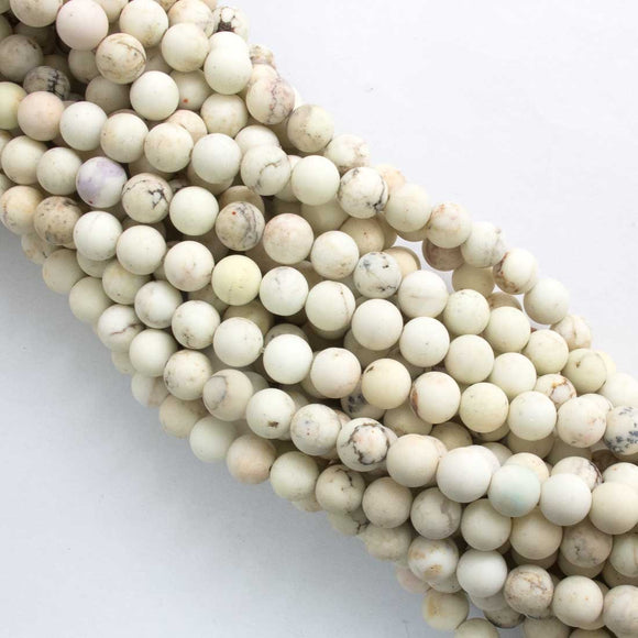 Semi prec 8mm rnd howlite matt nat 50p