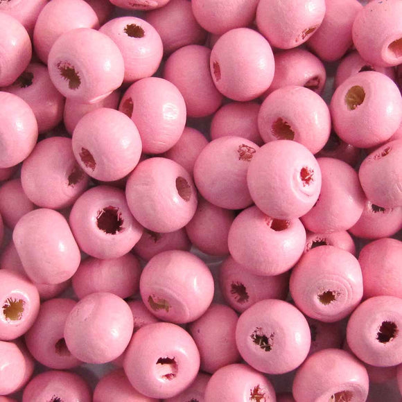 Wood 6mm rnd candy pink 20g/250p