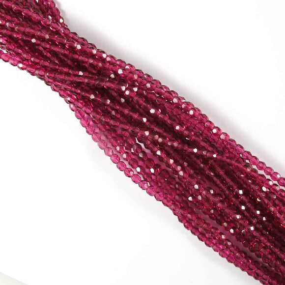 cz 4mm rnd faceted trns l fuschia 50pcs