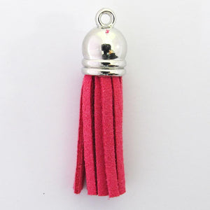 Faux suede 42x10mm tassel cand pink S 6p NFD