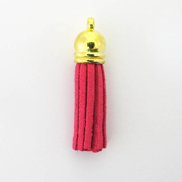 Faux suede 42x10mm tassel cand pink G 6p NFD