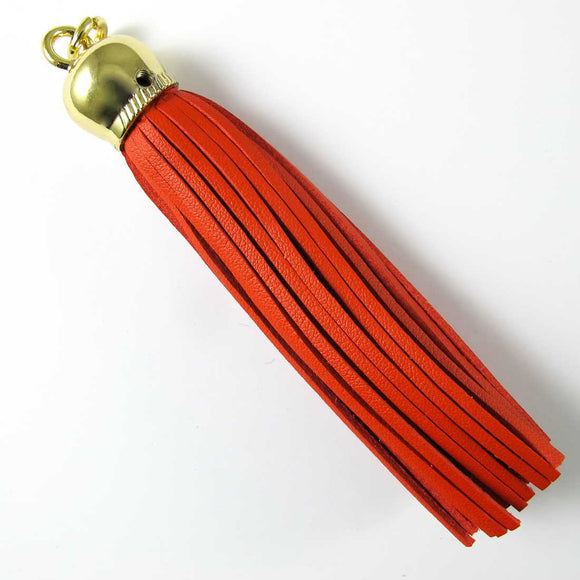 Faux Suede 110x20mm tassel shny red/G 1p