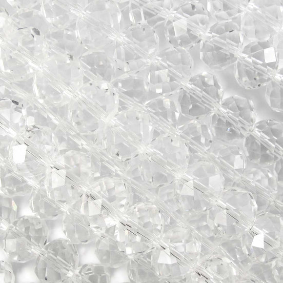 Cg 9x12mm faceted rondel clear 45 pieces.