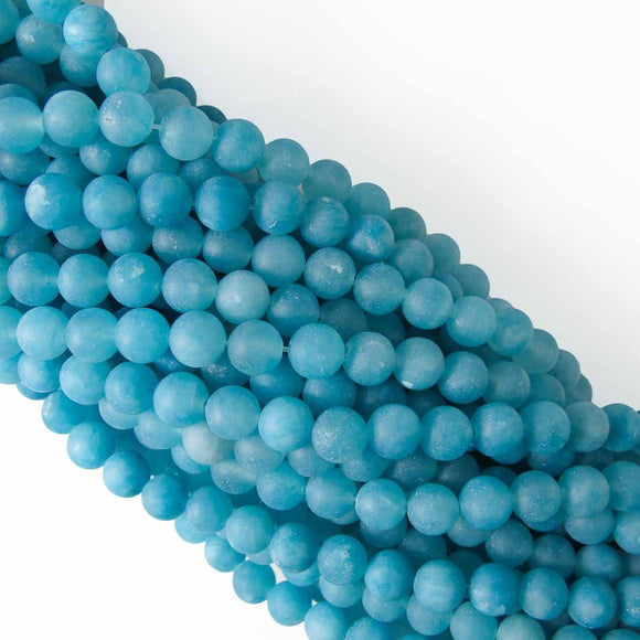 Semi prec 8mm rnd matt d jade teal 46p.