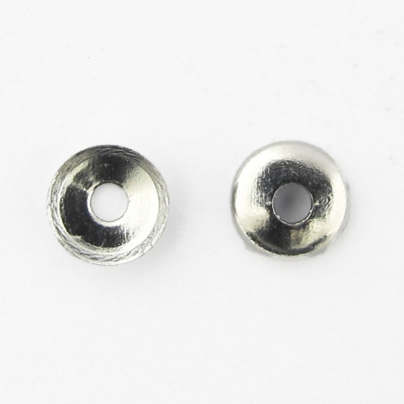 Metal 4mm rnd bead cap plain NF nkl 100p