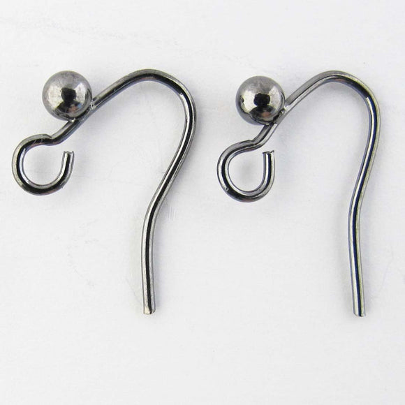 Metal 12mm E/RING hook+ball NF blk 10pc