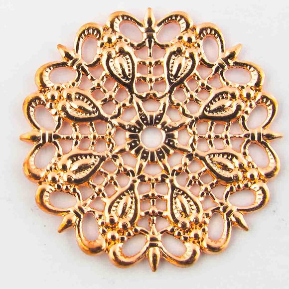 metal 25mm round filigree rgld 2pcs