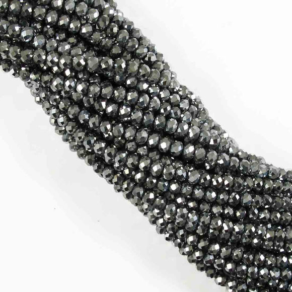 Cg 4x6mm faceted ronde silver 85pc