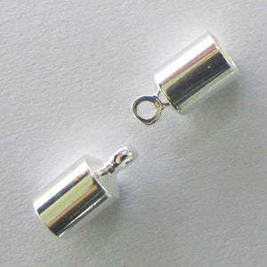 Metal 4mm cord ends NF silver 10pcs