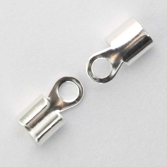 Metal 3mm cord ends NF sil 10pcs