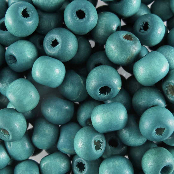 Wood 6mm rnd dark teal 20+g/300p