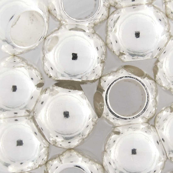 Metal 6x7mm rnd lge hole silver 20pcs