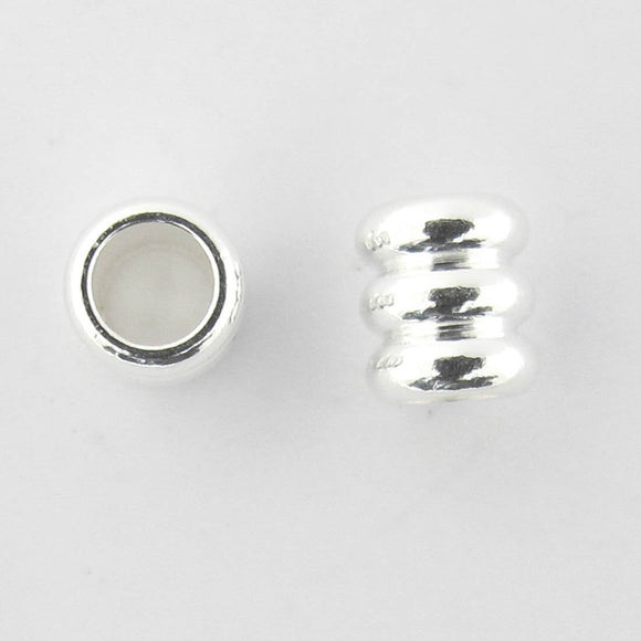 Metal 5.5x5mm ribbed tube silver 100pcs