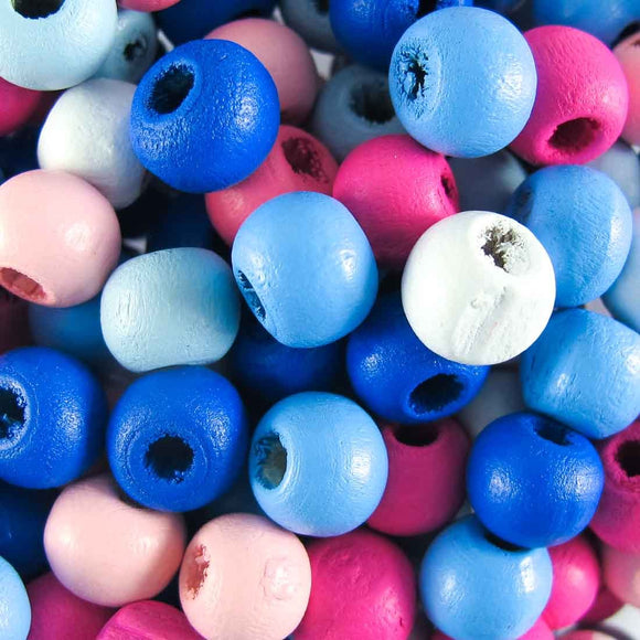 Wood 8mm rnd multi blue/pink 30g/180p