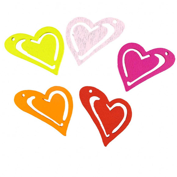 wood28mm pendant cut out heart multi 30p